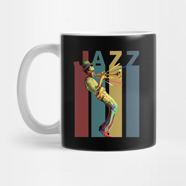 Jazz, Retro design with a jazz trumpet player by Blended Designs